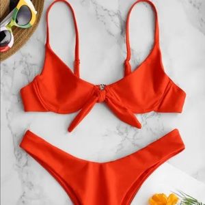 ZAFUL Tied Underwire Bikini Set